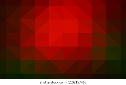 Dark Green, Red vector triangle mosaic texture. Glitter abstract illustration with an elegant triangles. Textured pattern for your backgrounds.