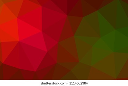 Dark Green, Red vector triangle mosaic cover. Creative geometric illustration in Origami style with gradient. Brand new style for your business design.