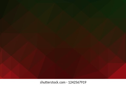 Dark Green, Red vector triangle mosaic template. Geometric illustration in Origami style with gradient. New texture for your design.