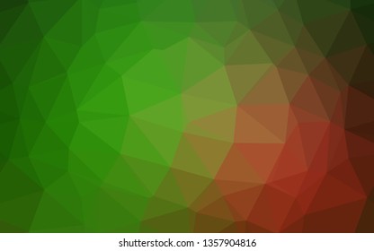 Dark Green, Red vector triangle mosaic template. Glitter abstract illustration with an elegant design. Template for a cell phone background.