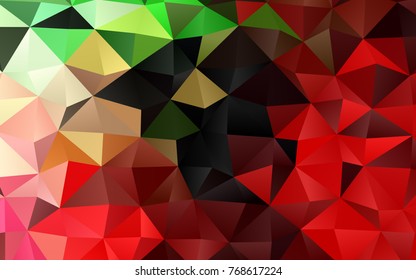 Dark Green, Red vector triangle mosaic background. A completely new color illustration in a vague style. The textured pattern can be used for background.
