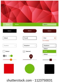 Dark Green, Red vector ui ux kit in triangular style. Modern Style guide in polygonal style with triangles. Beautiful layout for websites, landing pages.