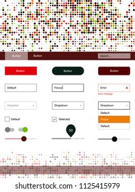 Dark Green, Red vector ui ux kit with circles. Modern Style guide with colorful gradient circles in its header. This template you can use for landing pages.