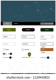 Dark Green, Red vector wireframe kit with crystals, circles. Web ui kit with abstract triangles, circles in its header. This template you can use for landing pages.