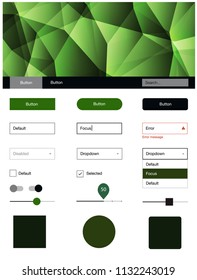 Dark Green, Red vector wireframe kit with crystals. Web ui kit with abstract gradient triangles in its header. This sample is for your website.