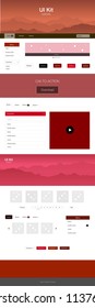 Dark Green, Red vector wireframe kit with nature. Colorful Style guide with mountains on abstract background. Template for landing pages of leisure.