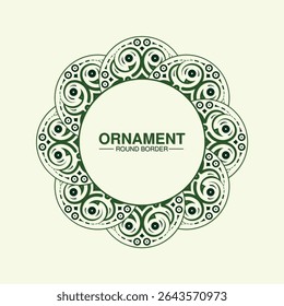 Dark Green Round Border Ornament Floral Design