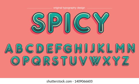 Dark Green Rounded Cartoon Typography Font Design