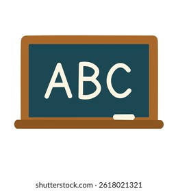 Dark green school chalkboard with ABC letters in cartoon flat style. Vector illustration.