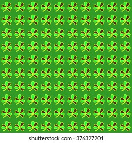 Dark green seamless clover pattern, vector background for St. Patrick's Day