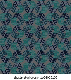 
Dark green seamless pattern with triangles of flowing lines. Vector illustration. Sketch textile, background, wrapping paper, design, packaging. EPS 8.