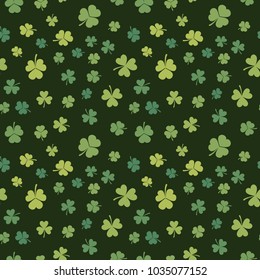 Dark Green Shamrock Seamless Pattern. Vector Concept St. Patrick's Day Background