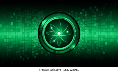 Dark green Shining atom scheme. illustration. Abstract Technology background