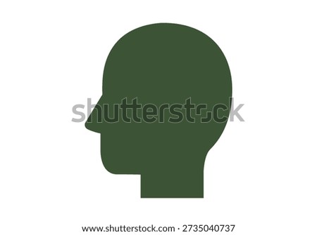 Dark green silhouette of a human head in profile