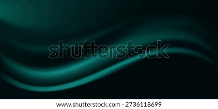 Dark green silk fabric luxury background. Vector texture pattern of wavy abstract satin cloth. Luxurious background of green silk fabric. Vector illustration