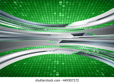 Dark green silver Light Abstract Technology background for computer graphic website internet and business. circuit. vector illustration. infographics. motion move blur.neon. pixel.