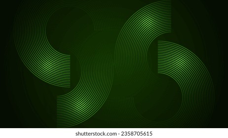 Dark green simple abstract background with lines in a curved style geometric style as the main element.
