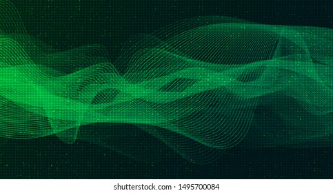 Dark Green Sound Wave background,technology and Earthquake wave diagram concept; design for education and science; Vector Illustration.