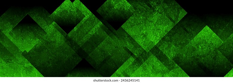 Dunkelgrüne Quadrate Tech Grunge abstrakten Hintergrund. Geometrisches Vektorbannerdesign