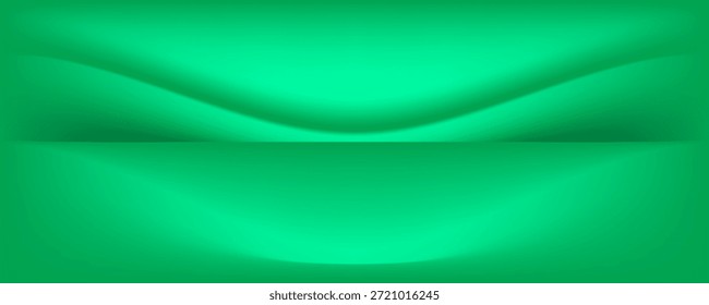 Quarto de estúdio verde escuro. Fundo 3d para apresentação do produto. Mínima cena de parede. Exibição de apresentação, promoção. Ilustração vetorial