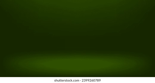Dark green studio room background. Studio room concept. Minimal wall scene. Vector illustration.