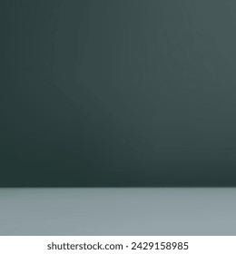 Dark green studio room background with spotlight gradient. Template mock up for display or presentation of product 