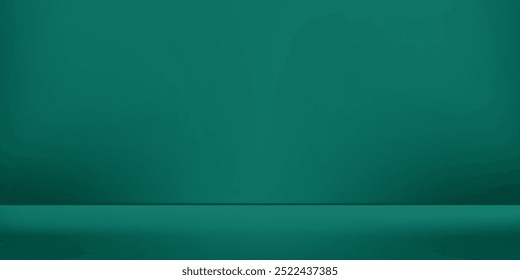 Dunkelgrünes Studiozimmer. Abstrakter Limbo-Hintergrund. 3D-Hintergrund für Produktpräsentation einfach