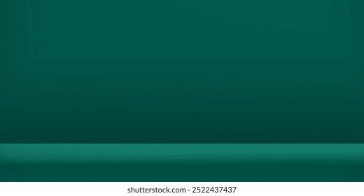 Dark green studio room. Limbo abstract background. 3d backdrop for product presentation studio