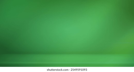 Quarto de estúdio verde escuro. Fundo abstrato do limbo. Fundo 3d para apresentação do produto. Mínima cena de parede. Exibição de apresentação, promoção. Estágio de vetor