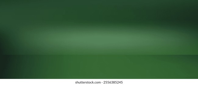 Dark green studio room. Limbo abstract background. 3d backdrop for product presentation. Minimal wall scene. Showcase, promotion display. Vector Illustration