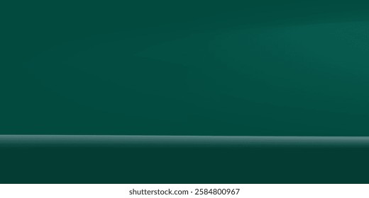 Dark green studio room. Limbo abstract background. 3d backdrop for product presentation. Minimal wall scene. Showcase, promotion display.