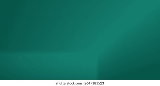 Dark green studio room. Limbo abstract background. 3d backdrop for product presentation. Minimal wall scene. Showcase, promotion display. Vector stage mockup illustration