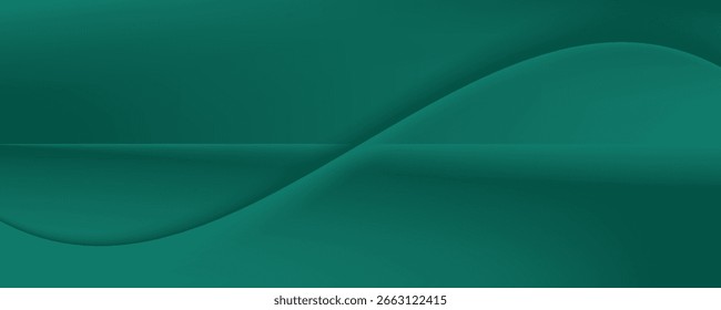 Dark green studio room. Limbo abstract background. 3d backdrop for product presentation. Minimal wall scene. Showcase, promotion display. Vector stage mockup illustration