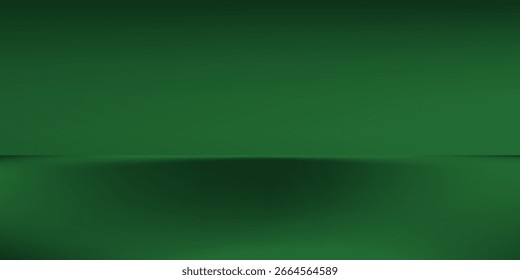 Dark green studio room. Limbo abstract background. 3d backdrop for product presentation. Minimal wall scene. Showcase, promotion display. Vector stage mockup illustration