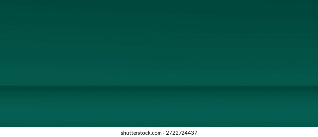 Quarto de estúdio verde escuro. Fundo abstrato do limbo. Fundo 3d para apresentação do produto. Mínima cena de parede. Exibição de apresentação, promoção.