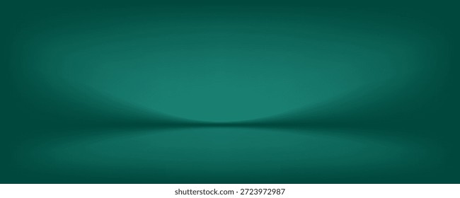Sala de estudio verde oscuro. Fondo abstracto del limbo. Fondo 3D para la presentación del producto. Escena de pared mínima. Escaparate, exhibición de la promoción. Ilustración de maqueta de etapa de Vector