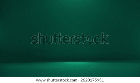 Dark green studio room. Limbo abstract background. 3d backdrop for product presentation. Minimal wall scene. Showcase, promotion display. Vector stage mockup illustration