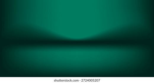 Dunkelgrüner Studiobereich. Abstrakter Hintergrund. 3D-Hintergrund für Produktpräsentation. Minimalistische Wandansicht.

