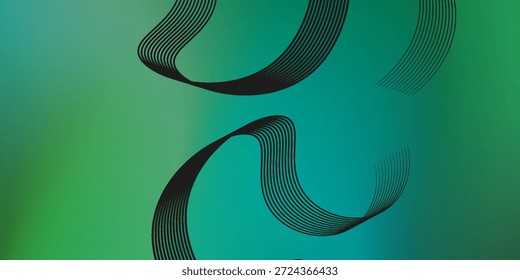 Fondo de tela de gamuza verde oscuro con textura de terciopelo mate líneas de arte de patrón moderno gradiente de onda elegante