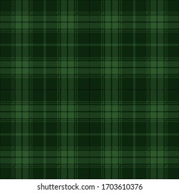 Dark green tartan plaid design. Scottish textile pattern blend. 