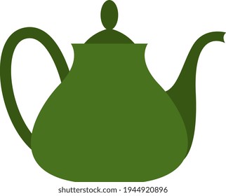 Dark green teapot, illustration, vector on a white background
