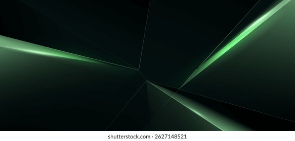 Fundo Tecnológico Verde Escuro com Linhas Geométricas Futuristas