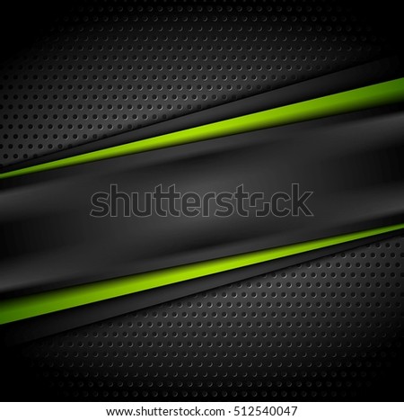 Dark green tech contrast abstract background. Perforated vector illustration