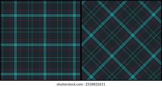 Dark green tone plaid seamless pattern vector. Background graphic tartan fashion design use for print, texture, cloth, fabric, flannel.	