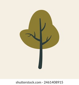 Dark Green Tree Vivid Flat Illustration 