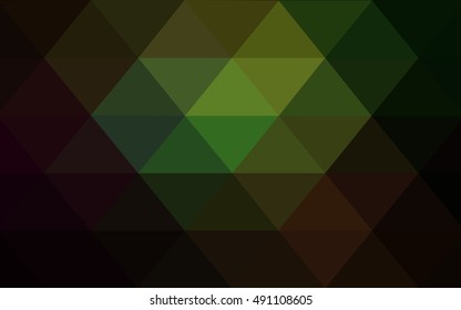 Dark green triangle mosaic background. Shining illustration, which consist of triangles. The completely new template can be used for your brand book.