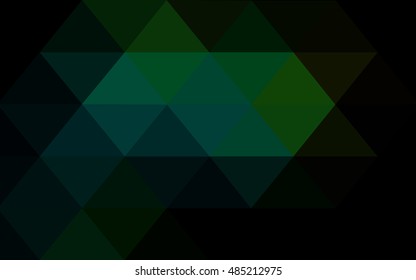 Dark green triangle mosaic template. Geometric illustration in Origami style with gradient.  Brand-new style for your business design.