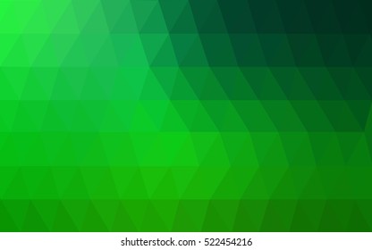 Dark green triangle mosaic template. Colorful abstract illustration with gradient. Brand-new style for your business design.