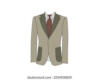 Dark green Tuxedo suit and brown tie. Men's fashion theme for formal ceremony.