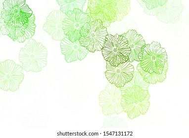 Dark Green vector abstract backdrop with leaves. Decorative design of flowers on white background. Hand painted design for web, leaflets.